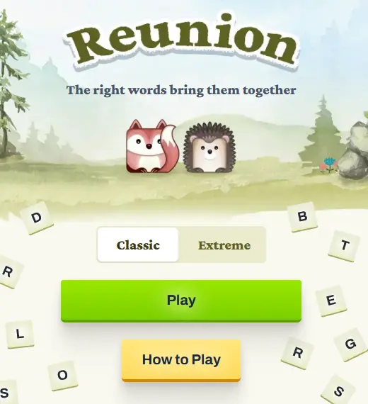 Reunion Word Game — opening screen cover image