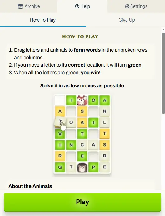 Reunion Word Game archive and how-to screenshot